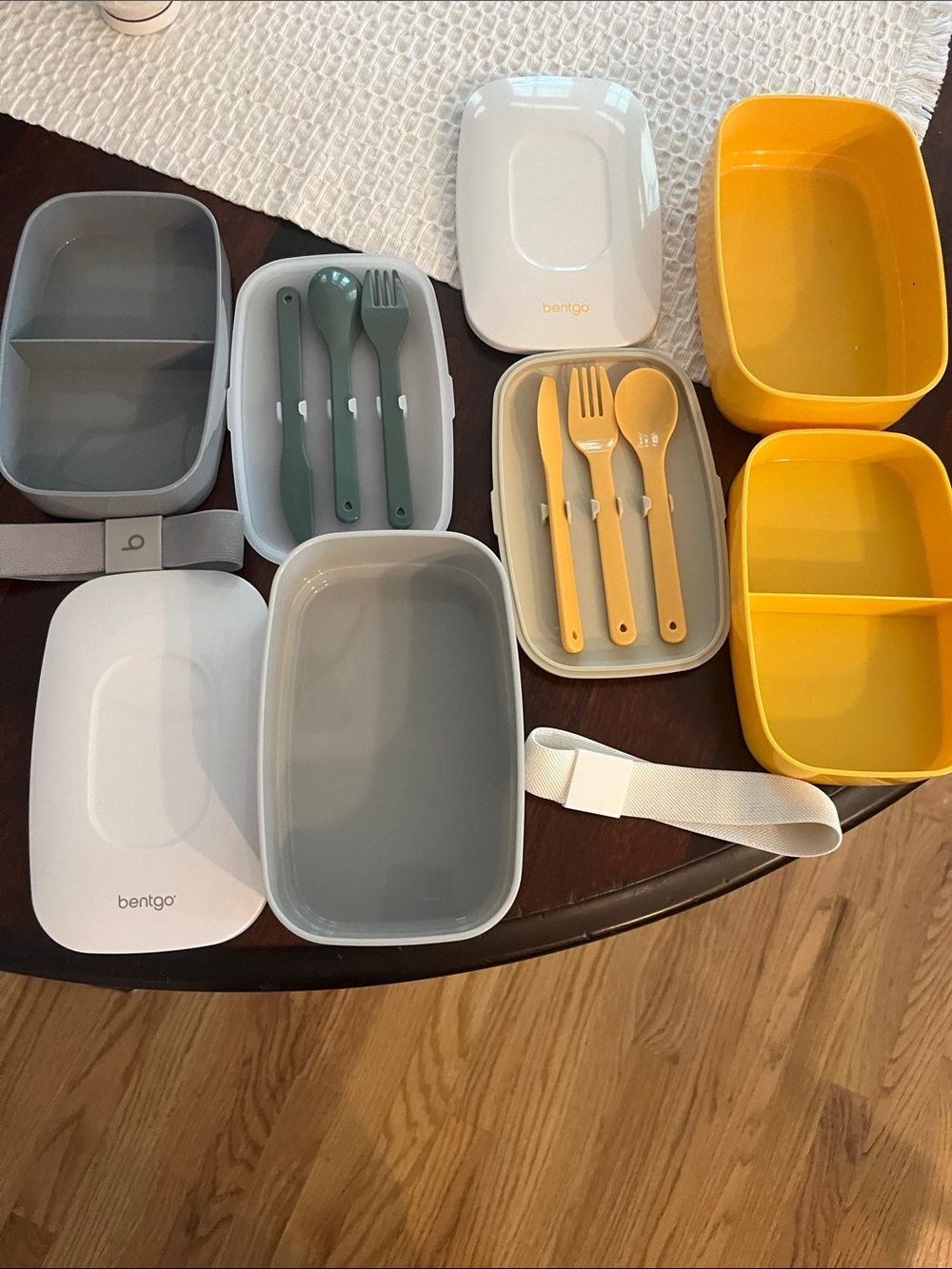 Bentgo Stackable Kids Lunch Box Set in Gray, Yellow,